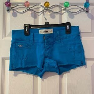 bright neon blue hollister jean shorts